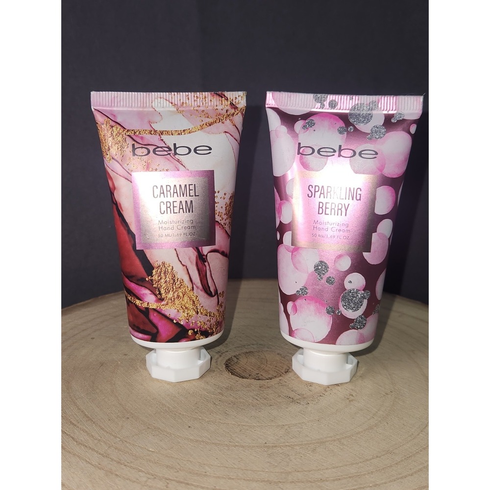 bebe Hand Cream Collection Set Of 2~Sparkling Berry & Caramel Cream~1.69oz Each‎